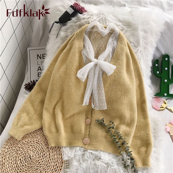 fdfklak elegant sweater jacket women loose autumn winter mohair lazy knitted cardigan short fall outerwear female coat, White
fdfklak elegant sweater jacket women loose autumn winter mohair lazy knitted cardigan short fall outerwear female coat, White
