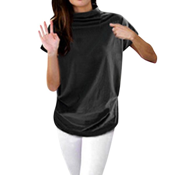 women casual turtleneck short sleeve cotton girl solid casual blouse shirt female plus size solid girl clothing fashion, White
women casual turtleneck short sleeve cotton girl solid casual blouse shirt female plus size solid girl clothing fashion, White