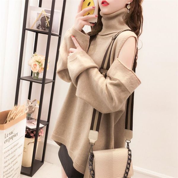high collar off-the-shoulder sweater female 2019 autumn and winter new loose college style bottoming shirt top, White;black
high collar off-the-shoulder sweater female 2019 autumn and winter new loose college style bottoming shirt top, White;black