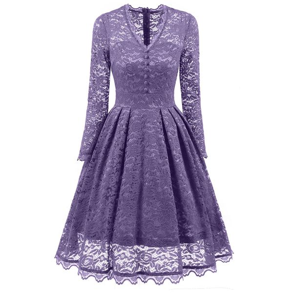 women's long sleeve lace dresses vintage v neck cocktail party new stylish style dress elegant women 30#, Black;gray
women's long sleeve lace dresses vintage v neck cocktail party new stylish style dress elegant women 30#, Black;gray
