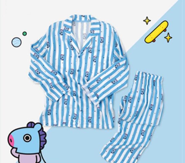 Teenager Pajama Sets BTS Sleepwear Cartoon Pirnt Striped Design Mens Womens Underwear Sleepwear Winter Autumn Sleep Tops And Bottoms Suits
Teenager Pajama Sets BTS Sleepwear Cartoon Pirnt Striped Design Mens Womens Underwear Sleepwear Winter Autumn Sleep Tops And Bottoms Suits