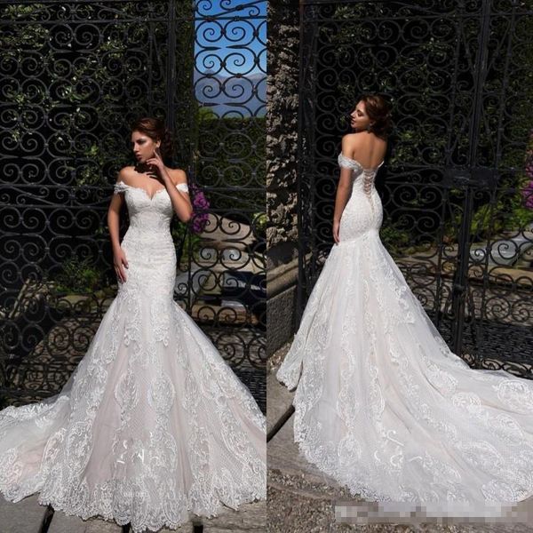 Vintage Off Shoulder Mermaid Wedding Dresses 2019 Full Lace Appliqued Sweetheart Corset Back Bridal Gowns Beach Wedding Gowns
Vintage Off Shoulder Mermaid Wedding Dresses 2019 Full Lace Appliqued Sweetheart Corset Back Bridal Gowns Beach Wedding Gowns