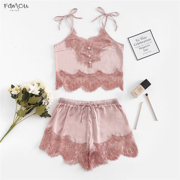 Sexy Women Lace Pajamas Sets Silk Satin Pajamas Summer New Style Lingerie Women Spaghetti Strap Sleeveless Nightwear
Sexy Women Lace Pajamas Sets Silk Satin Pajamas Summer New Style Lingerie Women Spaghetti Strap Sleeveless Nightwear