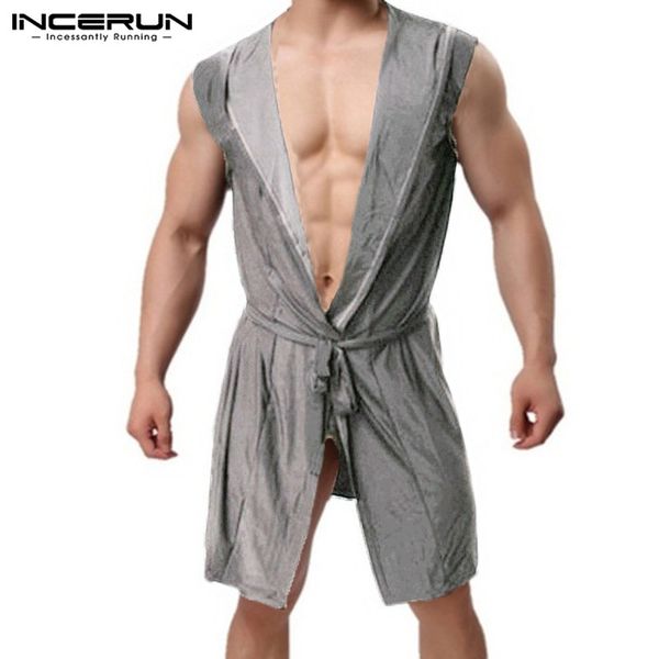 incerun men robes hooded sleeveless pajamas men bathrobes homewear comfy robe sleepwear kimono nightwear hombre 2019, Black;brown
incerun men robes hooded sleeveless pajamas men bathrobes homewear comfy robe sleepwear kimono nightwear hombre 2019, Black;brown