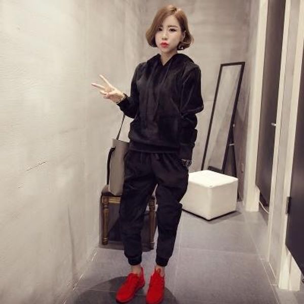 pullover fashion spring fall 2 piece sets women sporting suit casual loose hooded female tracksuit gold velvet pants sets convention, Gray
pullover fashion spring fall 2 piece sets women sporting suit casual loose hooded female tracksuit gold velvet pants sets convention, Gray