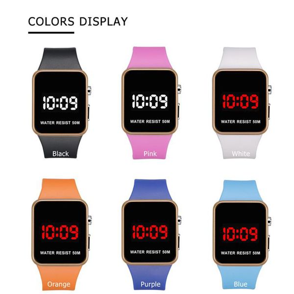 2019 Fashion Led Watches Men Women Sports Digital Wristwatches Calendar Date Silicone Waterproof Watch Mirror Alarm Clock Wrist Watch
