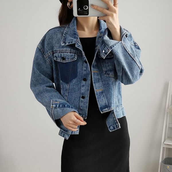 woman spring denim jacket fashion casual blue short jean coat female plus size loose outerwear turn down collar long sleeve 2020, Black;brown
woman spring denim jacket fashion casual blue short jean coat female plus size loose outerwear turn down collar long sleeve 2020, Black;brown