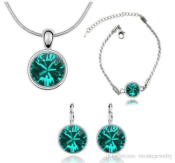 new 18k white gold plated sweet candy round rhinestone swarovski crystal necklace earrings bracelet wedding jewelry sets for women nice gift, Black
new 18k white gold plated sweet candy round rhinestone swarovski crystal necklace earrings bracelet wedding jewelry sets for women nice gift, Black