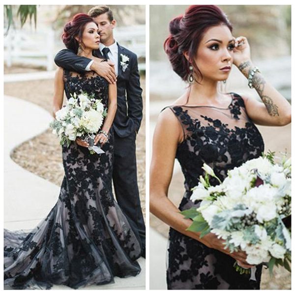 sheer lace appliques slim mermaid wedding dresses gothic black garden bridal gowns custom women vestidos de marriage mariee for wedding 2019, White
sheer lace appliques slim mermaid wedding dresses gothic black garden bridal gowns custom women vestidos de marriage mariee for wedding 2019, White