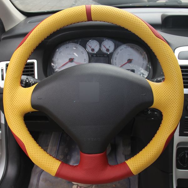 red yellow genuine leather diy hand-stitched car steering wheel cover for peugeot 307
red yellow genuine leather diy hand-stitched car steering wheel cover for peugeot 307