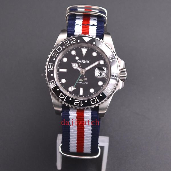 40mm panis mechanical watch black ceramic bezel black dial gmt luminous mark sapphire glass automatic men's watch, Slivery;brown
40mm panis mechanical watch black ceramic bezel black dial gmt luminous mark sapphire glass automatic men's watch, Slivery;brown