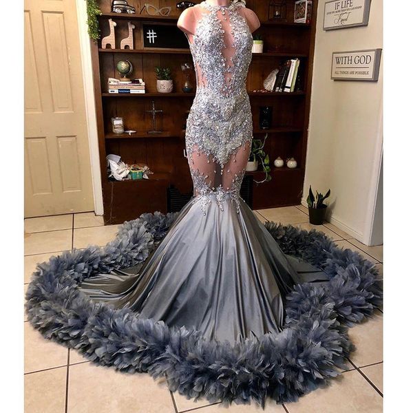 2022 beaded lace mermaid prom dresses with feathers sleeveless black girls dress formal dress party gowns
2022 beaded lace mermaid prom dresses with feathers sleeveless black girls dress formal dress party gowns