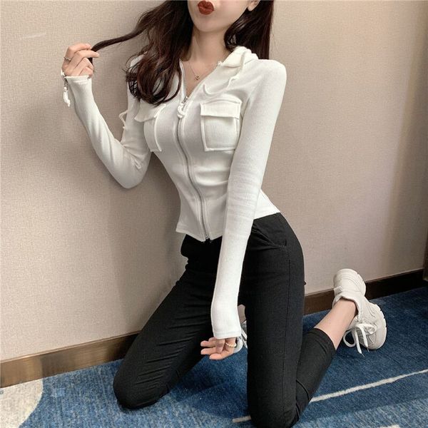 2019 season solid color even hat cuff zipper sweater suit-dress jacket self-cultivation thin cardigan loose coat, Black;brown
2019 season solid color even hat cuff zipper sweater suit-dress jacket self-cultivation thin cardigan loose coat, Black;brown