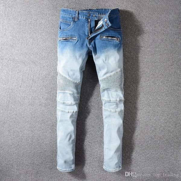 contrast mens motorcycle biker jeans retro pleated fashion designer pants slim fit mens moto denim hip hop punk for men 1074 high quality, Blue
contrast mens motorcycle biker jeans retro pleated fashion designer pants slim fit mens moto denim hip hop punk for men 1074 high quality, Blue
