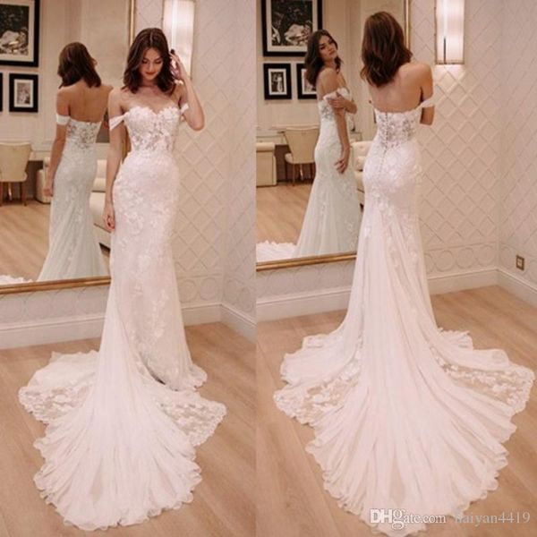 new mermaid wedding dresses lace appliques off shoulder arabic illusion open back sheath sweep train formal plus size bridal gowns, White
new mermaid wedding dresses lace appliques off shoulder arabic illusion open back sheath sweep train formal plus size bridal gowns, White