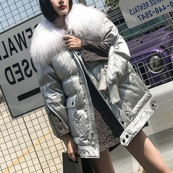 2019 new fashion womens silver down jackets solid color glossy fur coat womans turn-down collar e500, Black;brown
2019 new fashion womens silver down jackets solid color glossy fur coat womans turn-down collar e500, Black;brown