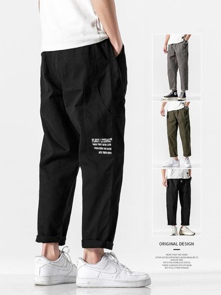 men's pants casual spring and summer thin loose cotton cargo trousers straight capri-pants, Black
men's pants casual spring and summer thin loose cotton cargo trousers straight capri-pants, Black
