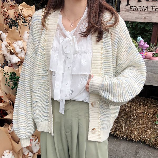 mishow 2019 women autumn winter striped knitted cardigan korean single-breasted half open collar female sweater coat mx19c5237, White
mishow 2019 women autumn winter striped knitted cardigan korean single-breasted half open collar female sweater coat mx19c5237, White