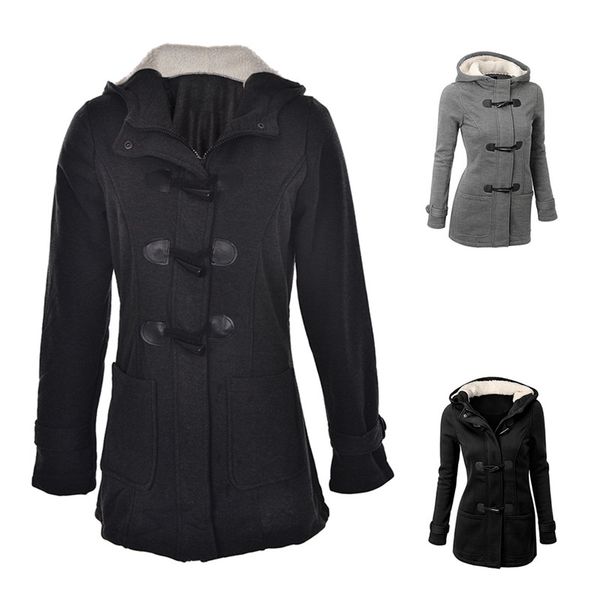 new women's trench coat autumn thick lining winter jacket overcoat female casual long hooded coat zipper horn button outwear, Black
new women's trench coat autumn thick lining winter jacket overcoat female casual long hooded coat zipper horn button outwear, Black