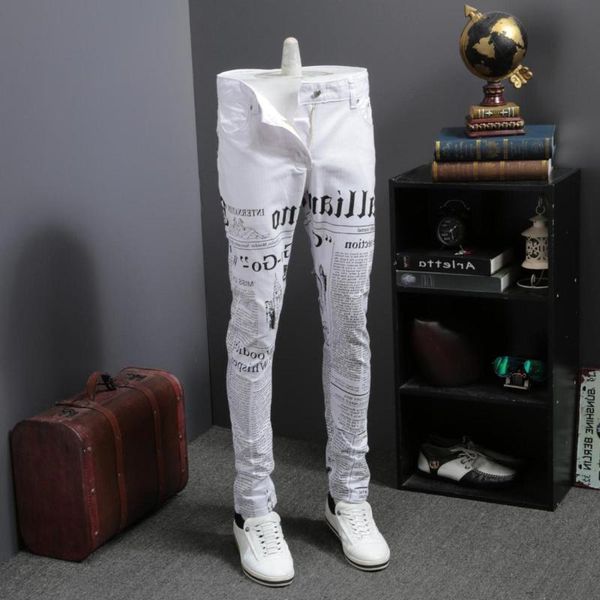 men's jeans fashion 2021 korean spaper print for slim fit casual denim pants streetwear trousers men clothes, Blue
men's jeans fashion 2021 korean spaper print for slim fit casual denim pants streetwear trousers men clothes, Blue