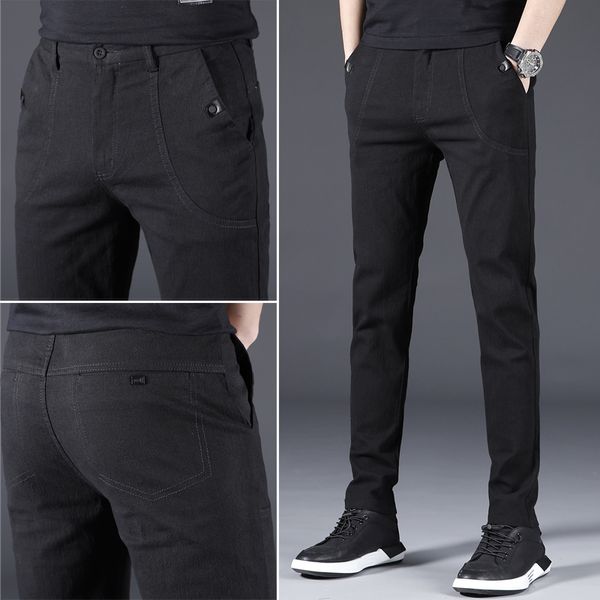 men's pants business casual male elastic straight trousers large size cotton fashion suit pantalones, Black
men's pants business casual male elastic straight trousers large size cotton fashion suit pantalones, Black