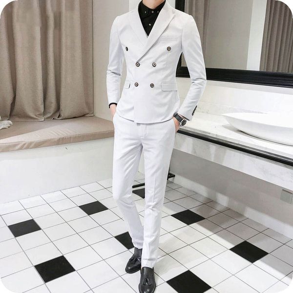 skinny white men suit man blazer formal business jacket double breasted peaked lapel 2piece coat pants costume homme fashion terno masculino, Black;gray
skinny white men suit man blazer formal business jacket double breasted peaked lapel 2piece coat pants costume homme fashion terno masculino, Black;gray