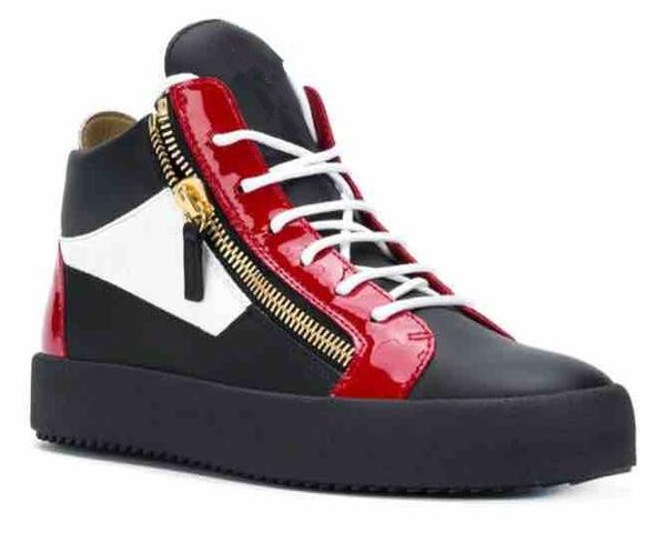 2019 HOT Zanotti WOMEN MEN TOP QUALITY BLACK RUNNING SHOES LUXURY ZIP SNEAKERS MEN High help Zipper Shoes Splice Couple Shoes 35-47