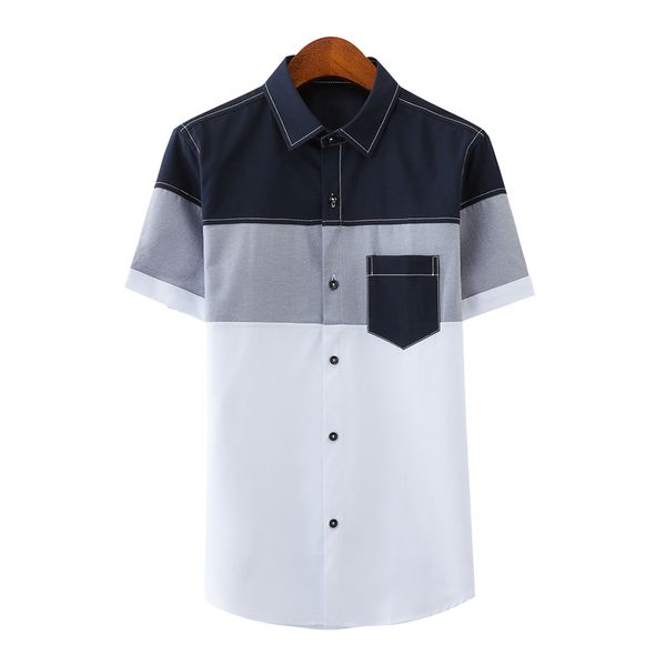 men shirt short sleeve men fashion cotton patchwork male contrast color slim shirt mans pocket business casual boys, White;black
men shirt short sleeve men fashion cotton patchwork male contrast color slim shirt mans pocket business casual boys, White;black