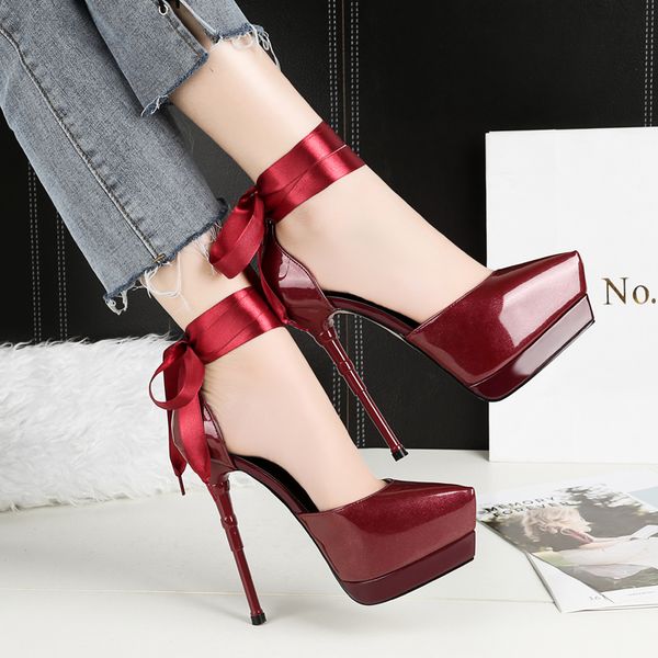 luxury high heels sandals patent pointy-toe strappy women's shoes ankle strap 3cm platform stiletto burgundy silve zapatos mujer, Black
luxury high heels sandals patent pointy-toe strappy women's shoes ankle strap 3cm platform stiletto burgundy silve zapatos mujer, Black