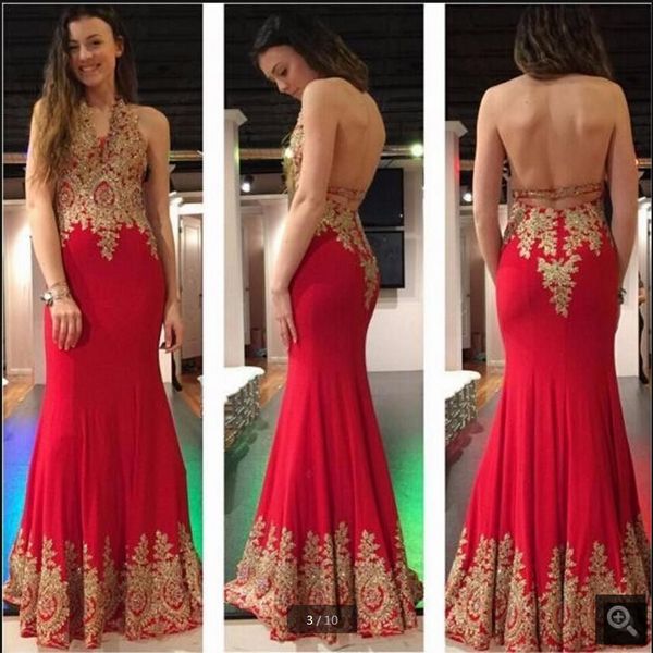 2019 elegant mermaid red lace appliques with halter prom dress open back formal beaded sequins prom gowns real picture prom dress, Black
2019 elegant mermaid red lace appliques with halter prom dress open back formal beaded sequins prom gowns real picture prom dress, Black