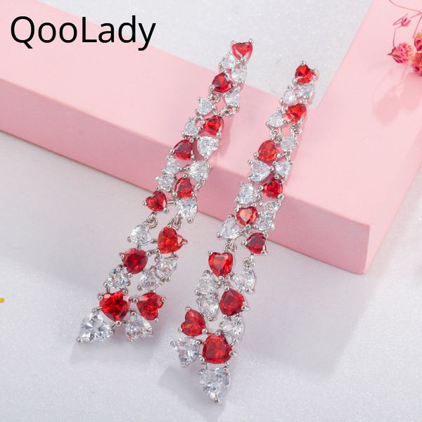 qoolady 2019 new popular ear jewelry red white cute heart cubic zirconia long drop dangle earrings for women party gifts e049, Silver
qoolady 2019 new popular ear jewelry red white cute heart cubic zirconia long drop dangle earrings for women party gifts e049, Silver