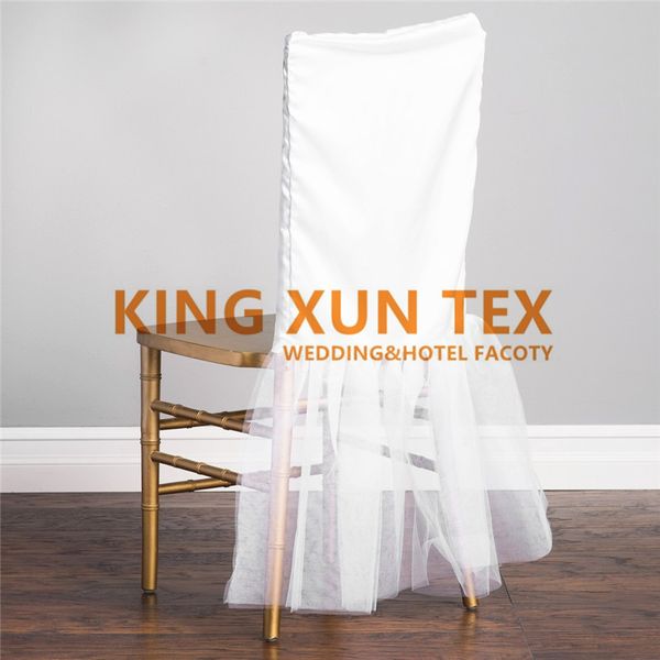 white satin chiavari chair cover with tutu fabric swag drape banquet wedding chair cover decoration
white satin chiavari chair cover with tutu fabric swag drape banquet wedding chair cover decoration