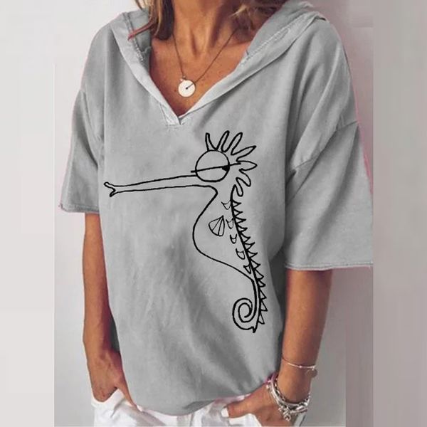2019 new fashion tshirt women v-neck sea horse print tees female short sleeve street ladies plus size code s-5xl, White
2019 new fashion tshirt women v-neck sea horse print tees female short sleeve street ladies plus size code s-5xl, White