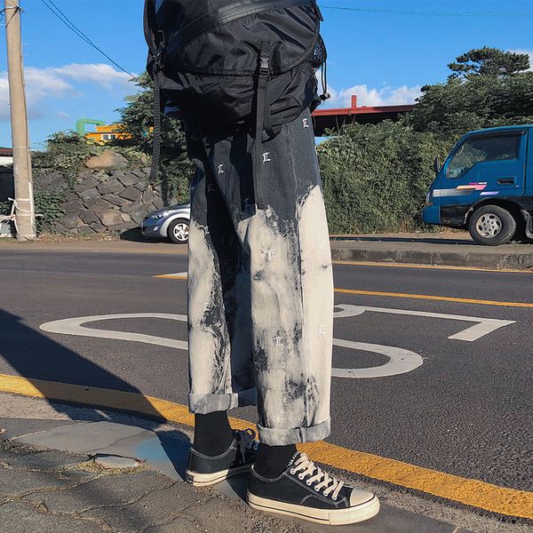 men korean gradient black jeans mens 2020 embroidery streetwear baggy denim pants male hip hop wide leg harem pants straight, Blue
men korean gradient black jeans mens 2020 embroidery streetwear baggy denim pants male hip hop wide leg harem pants straight, Blue
