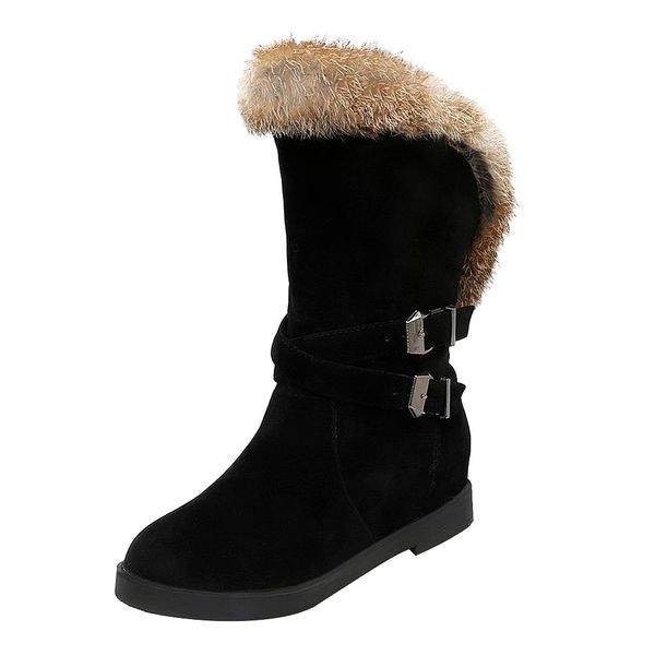 sagace mid calf boots women 2019 winter suede fur snow boots women furry faux fur ladies buckle, Black
sagace mid calf boots women 2019 winter suede fur snow boots women furry faux fur ladies buckle, Black