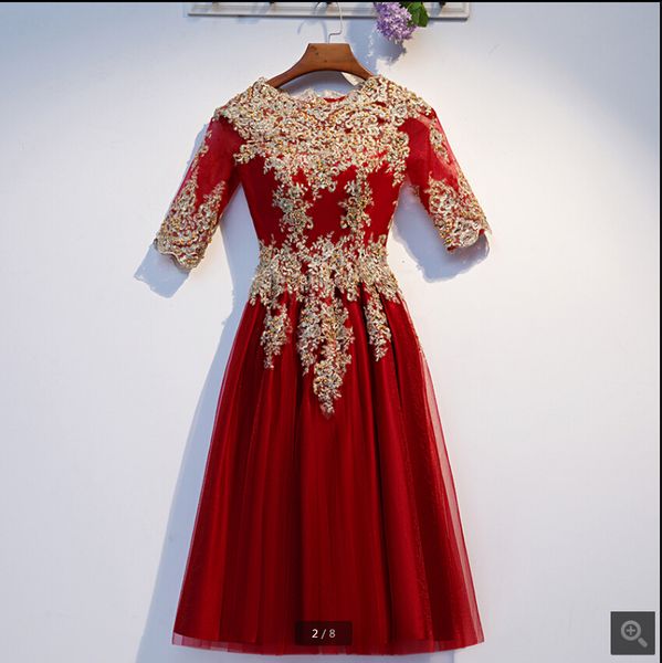 2019 robe de soiree wine lace appliques short a line knee length prom dress scoop neckline petite girls informal prom gowns selling, Black
2019 robe de soiree wine lace appliques short a line knee length prom dress scoop neckline petite girls informal prom gowns selling, Black