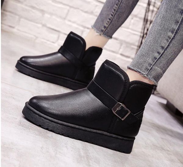 women warm snow boots winter pu fur plush ankle boot women's slip on platform ladies buckle woman casual shoes female plus size, Black
women warm snow boots winter pu fur plush ankle boot women's slip on platform ladies buckle woman casual shoes female plus size, Black
