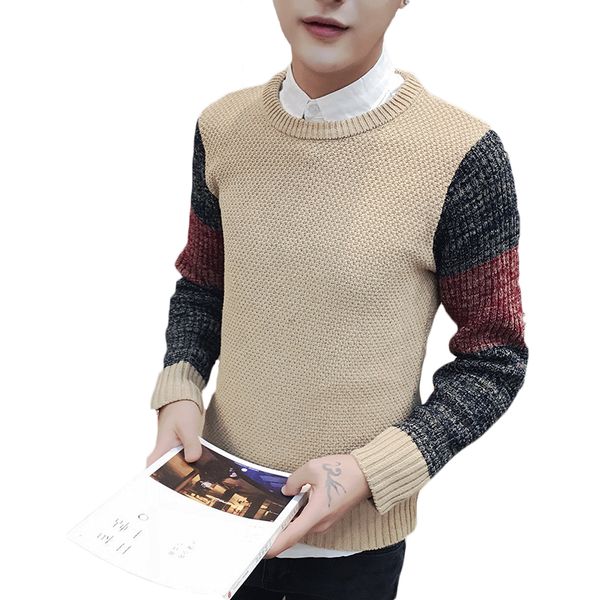 men casual matching knitted sweater autumn winter youth korean sweater men's round neck slim shirt tide, White;black
men casual matching knitted sweater autumn winter youth korean sweater men's round neck slim shirt tide, White;black