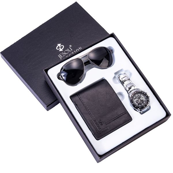 men gift set beautifully wrapped watch + wallet sunglasses set cool combination of foreign trade watch, Slivery;brown
men gift set beautifully wrapped watch + wallet sunglasses set cool combination of foreign trade watch, Slivery;brown