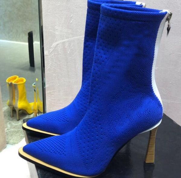 2019 fw19 spring fall womens patchwork knit stretch fabric sock booties pointed toes back zip up ankle boots, Black
2019 fw19 spring fall womens patchwork knit stretch fabric sock booties pointed toes back zip up ankle boots, Black