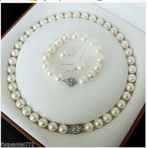 rare 10mm south white sea shell pearl necklace bracelet earrings bridal for women jewelry set 925 silver clasp
rare 10mm south white sea shell pearl necklace bracelet earrings bridal for women jewelry set 925 silver clasp