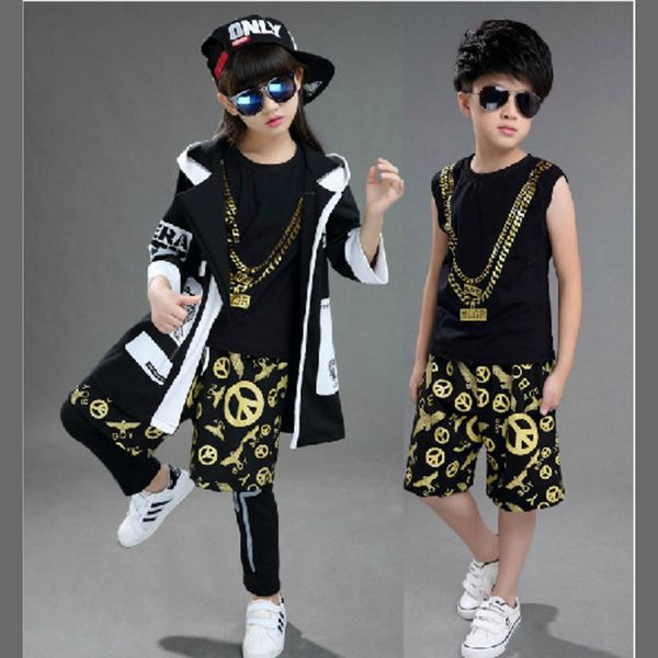 children boy girl sleeveless black gold hip hop hiphop ds jazz dance costumes ballroom clothes t shirt pants coat, Black;red
children boy girl sleeveless black gold hip hop hiphop ds jazz dance costumes ballroom clothes t shirt pants coat, Black;red