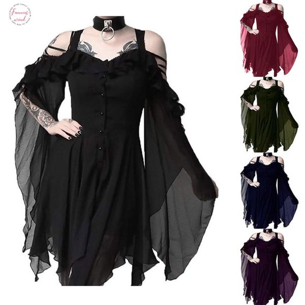 summer dress women fashion dark in love chiffon gothic batwing sleeve ruffles off shoulder gothic mid dress lange jurken, Black;gray
summer dress women fashion dark in love chiffon gothic batwing sleeve ruffles off shoulder gothic mid dress lange jurken, Black;gray