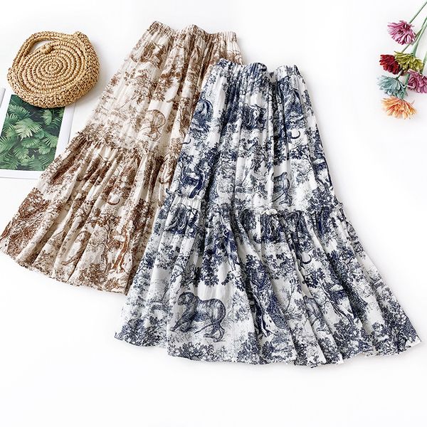 acfirst summer women skirt casual high waist a-line ankle-length long skirt cotton clothing all-match ruffles printed chinese, Black
acfirst summer women skirt casual high waist a-line ankle-length long skirt cotton clothing all-match ruffles printed chinese, Black