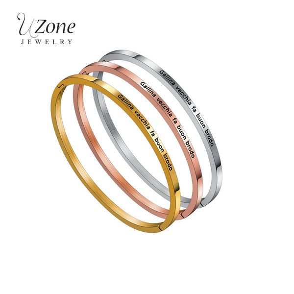 uzone new fashion simple carved bracelets 3mm stainless steel gold color inspirational bangles for women valentine's day gift, Black
uzone new fashion simple carved bracelets 3mm stainless steel gold color inspirational bangles for women valentine's day gift, Black