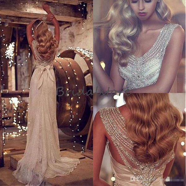 flare bling beaded beach wedding dresses deep v neck sleeveless bohemian modest bridal gowns with bow beautiful lace 2019 robe de mariée, White
flare bling beaded beach wedding dresses deep v neck sleeveless bohemian modest bridal gowns with bow beautiful lace 2019 robe de mariée, White