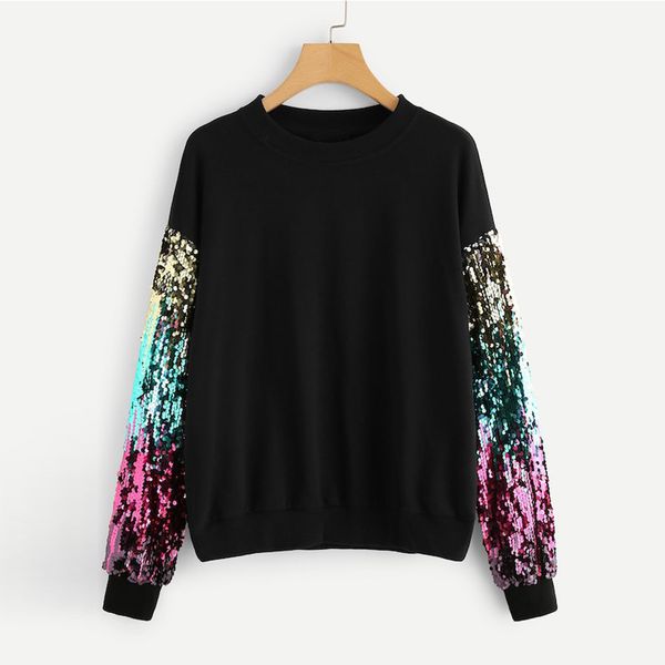 women fashion sweatshirt casual long sleeve shiny sequined o-neck streetwear personilty pullover sweatshirt sudaderas cortas, Black
women fashion sweatshirt casual long sleeve shiny sequined o-neck streetwear personilty pullover sweatshirt sudaderas cortas, Black