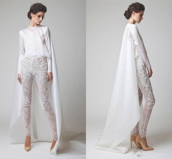 2019 new white evening dresses two pieces chiffon lace pearl trousers see through long sleeves elio abou fayssal evening gowns with jacket, Black;red
2019 new white evening dresses two pieces chiffon lace pearl trousers see through long sleeves elio abou fayssal evening gowns with jacket, Black;red