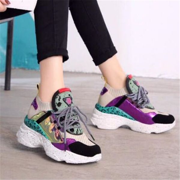women chunky street sneakers knit thick soled increased women's sneaker 2019 spring breathable woman shoes lady footwear, Black
women chunky street sneakers knit thick soled increased women's sneaker 2019 spring breathable woman shoes lady footwear, Black