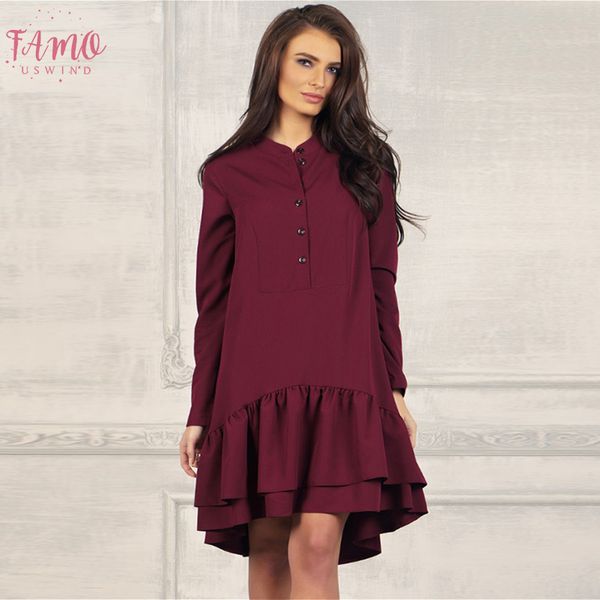 women casual solid ruffles dress office ladies stand collar long sleeve a line elegant party dress 2020 autumn mini dress, Black;gray
women casual solid ruffles dress office ladies stand collar long sleeve a line elegant party dress 2020 autumn mini dress, Black;gray